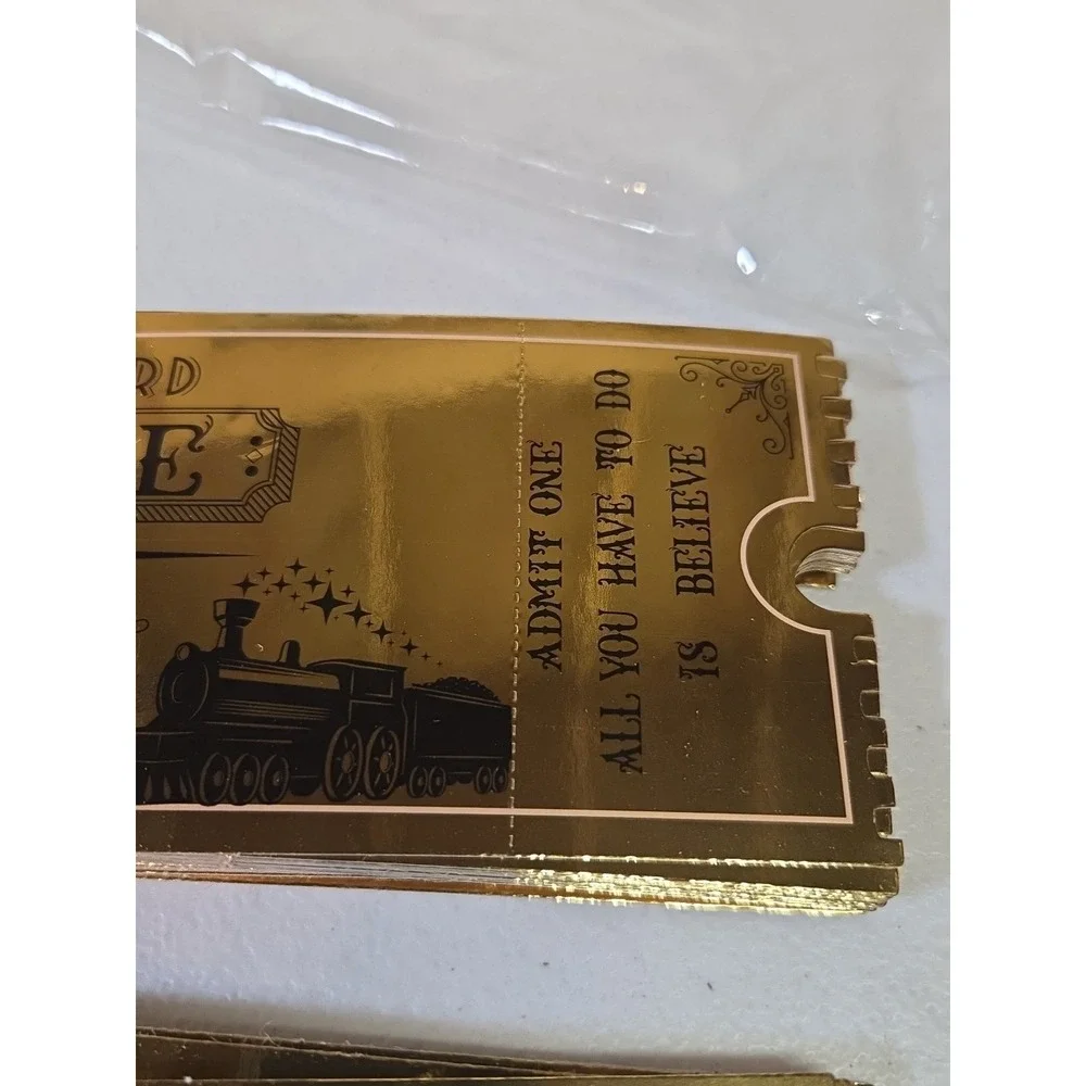 Gold Foil Believe Polar Express Train Ride Tickets Stickers & Invitations 40 Eac